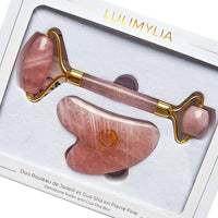 LULIMYLIA - Coffret Cadeau Duo Rouleau de Jade ® et Gua Sha anti-âge (quartz rose)