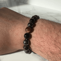 Bracelet Obsidienne Noire, Hématite et Oeil de tigre - Collection Homme Protection - Lulimylia