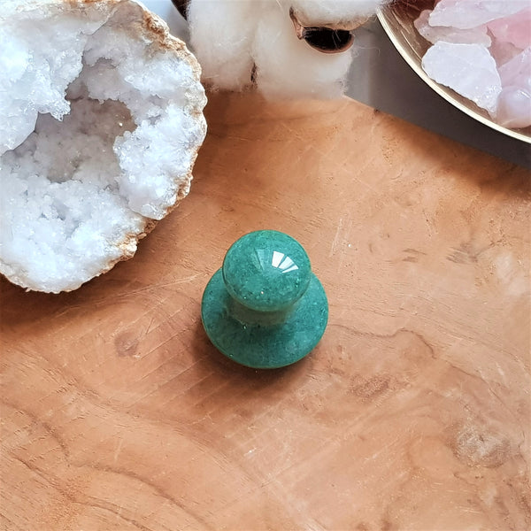 GUA SHA CHAMPIGNON ANTI POCHES (AVENTURINE VERTE) - Rouleau de Jade 